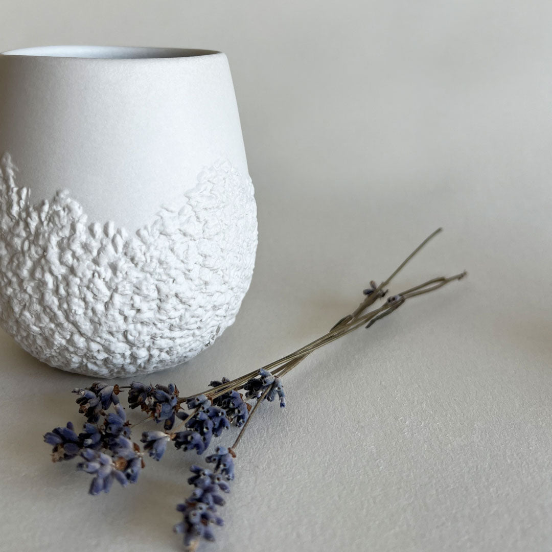 White Textured Ceramic Dinnerware Set - Coral Collection - Koti London