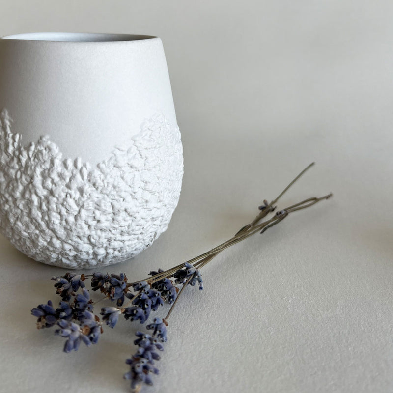 White Textured Ceramic Dinnerware Set - Coral Collection - Koti London