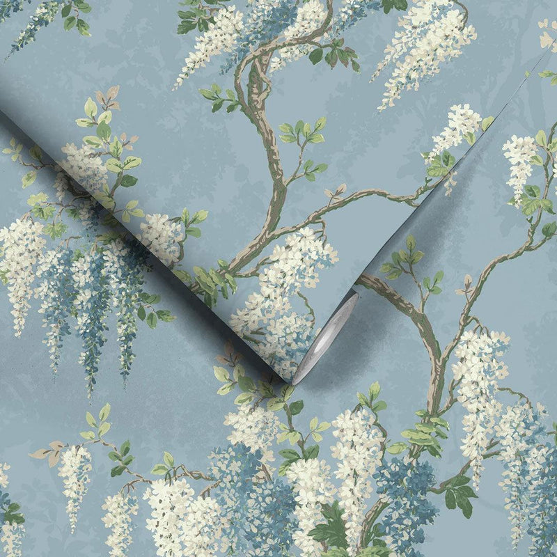 Wisteria Botanical Wallpaper - Powder Blue