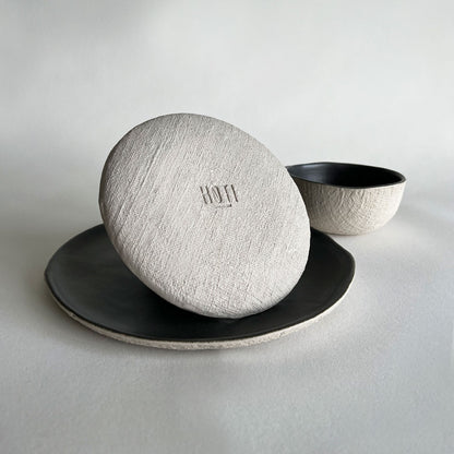 YUTA Ceramic Dinnerware Set - Beige and Charcoal - Koti London