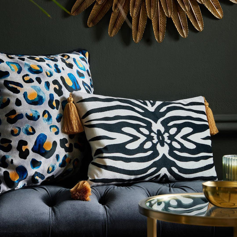 Zebra Tassel Velvet Cushion Cover