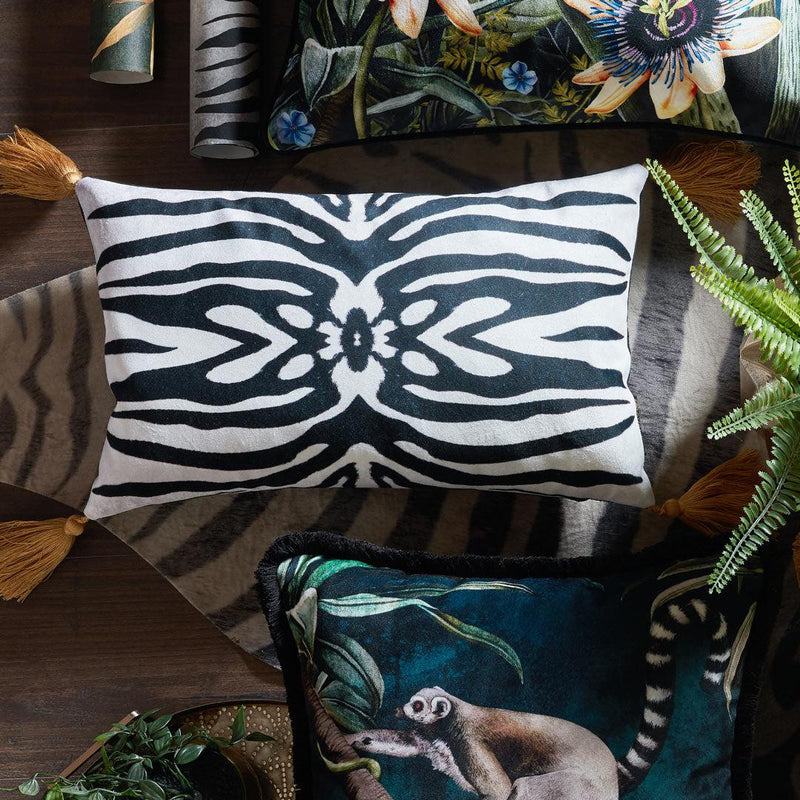 Zebra Tassel Velvet Cushion Cover