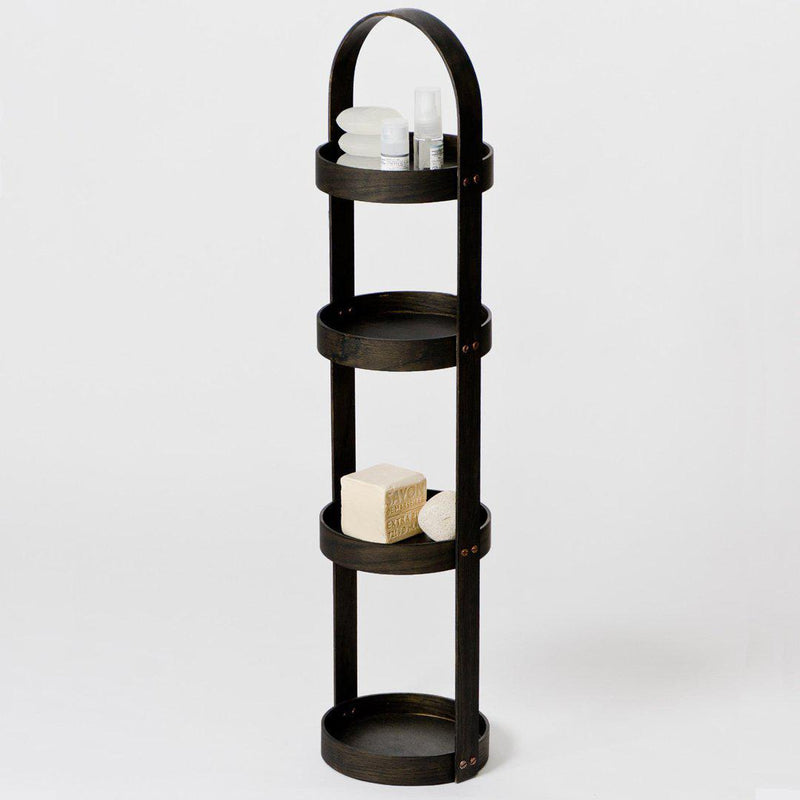4 Tray Round Bathroom Caddy - Dark Oak