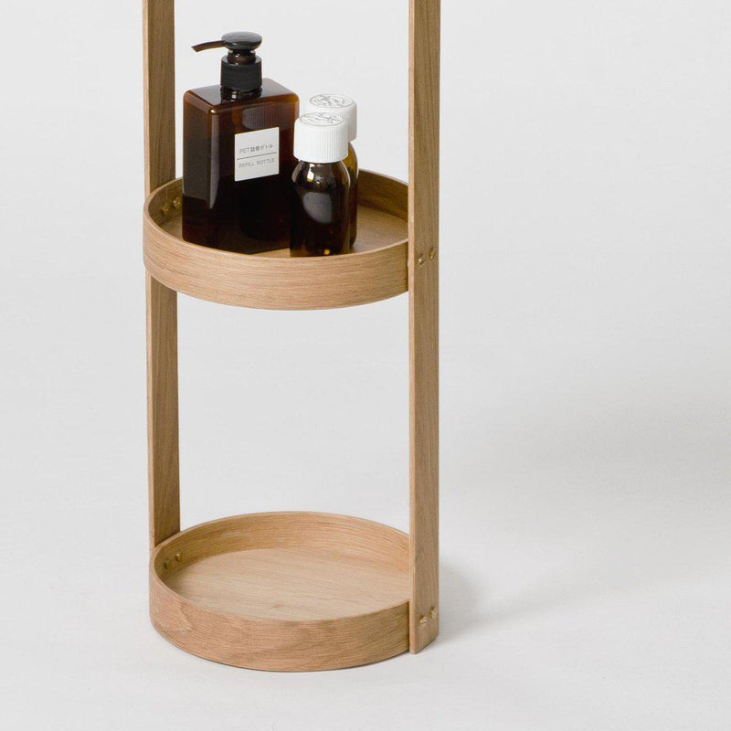 4 Tray Round Bathroom Caddy - Natural Oak