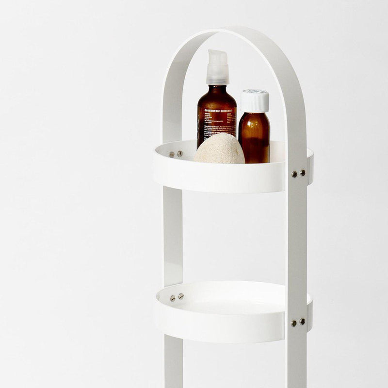 4 Tray Round Bathroom Caddy - White Gloss
