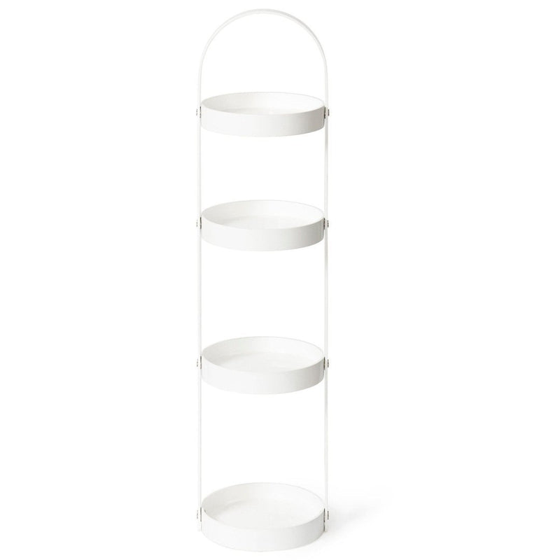 4 Tray Round Bathroom Caddy - White Gloss