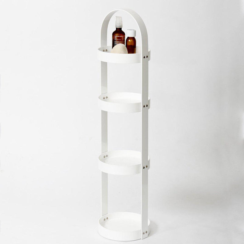 4 Tray Round Bathroom Caddy - White Gloss