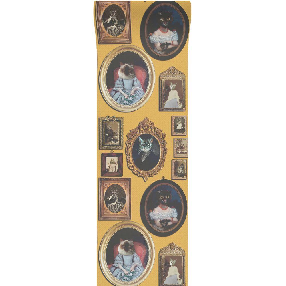 A Cavalcade of Cats Wallpaper - Mustard - Graduate Collection