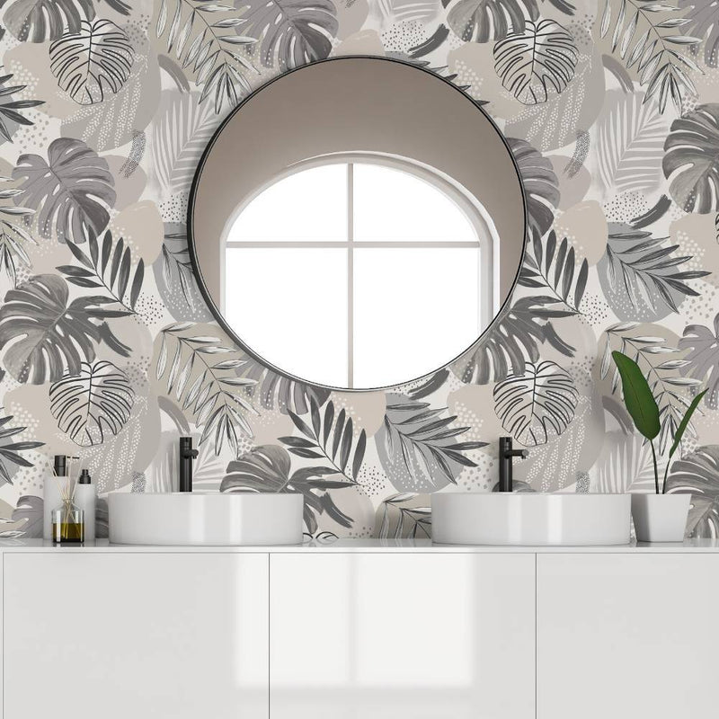 Abstract Jungle Wallpaper - Putty Grey - Brand Mckenzie