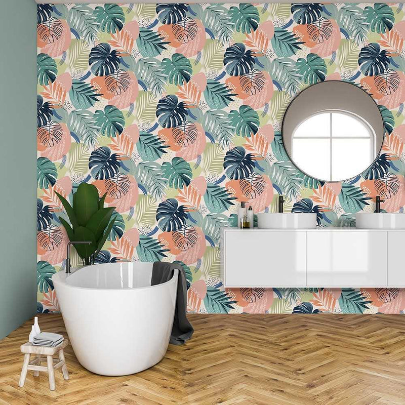 Abstract Jungle Wallpaper - Teal Blue - Brand Mckenzie