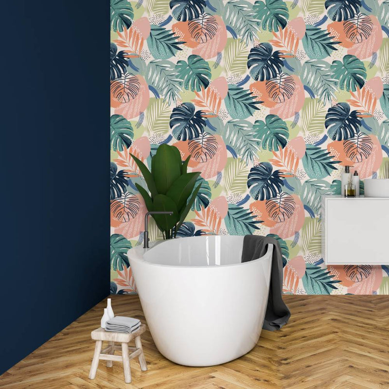 Abstract Jungle Wallpaper - Teal Blue - Brand Mckenzie