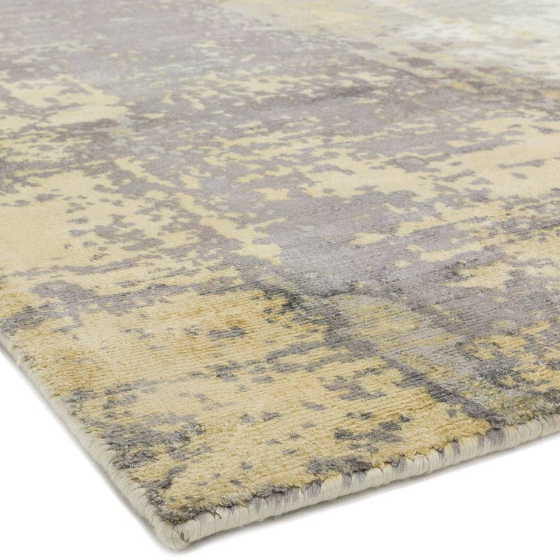 Abstract Screen Printed Hand Woven Rug - Gold