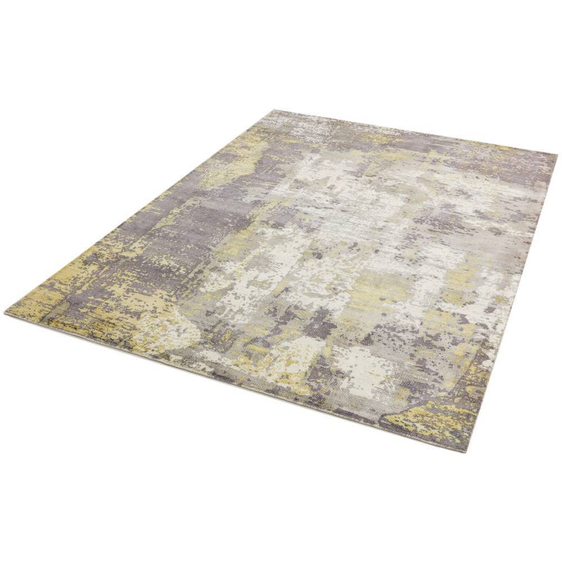Abstract Screen Printed Hand Woven Rug - Gold