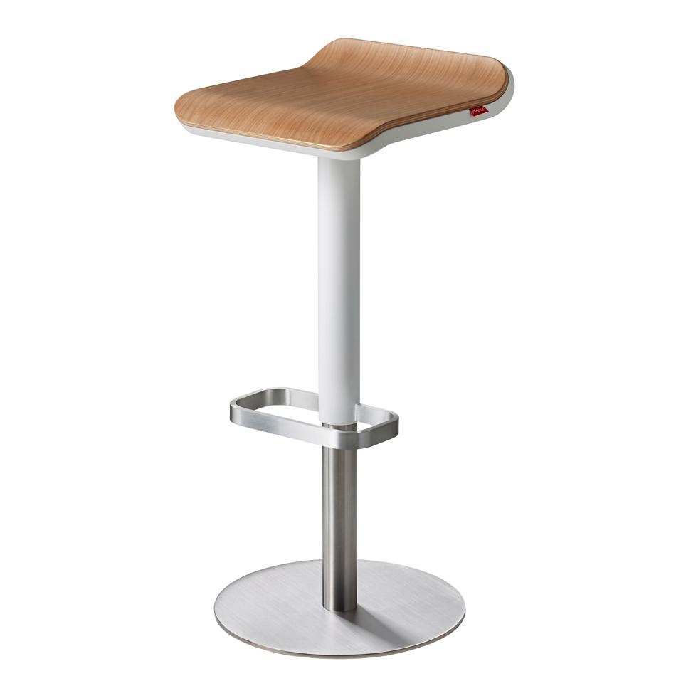Adjustable ED Bar Stool - White & Oak - Moree