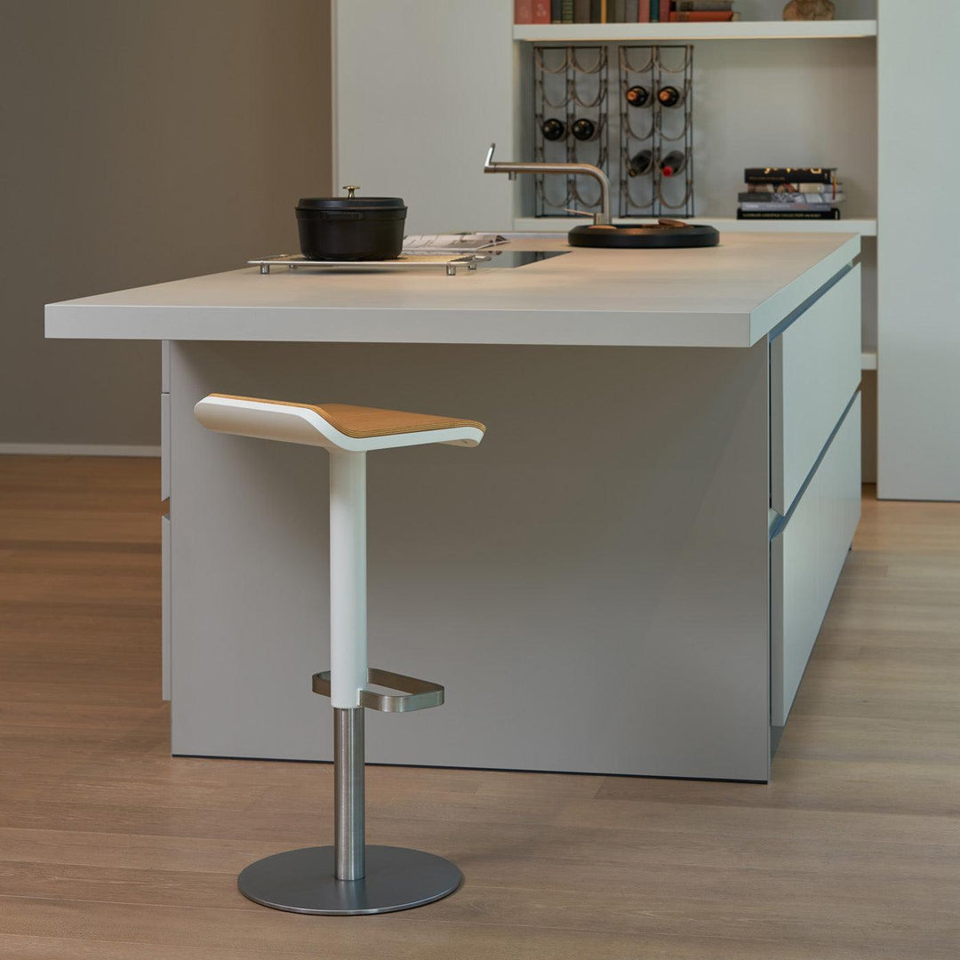 Adjustable ED Bar Stool - White & Oak - Moree