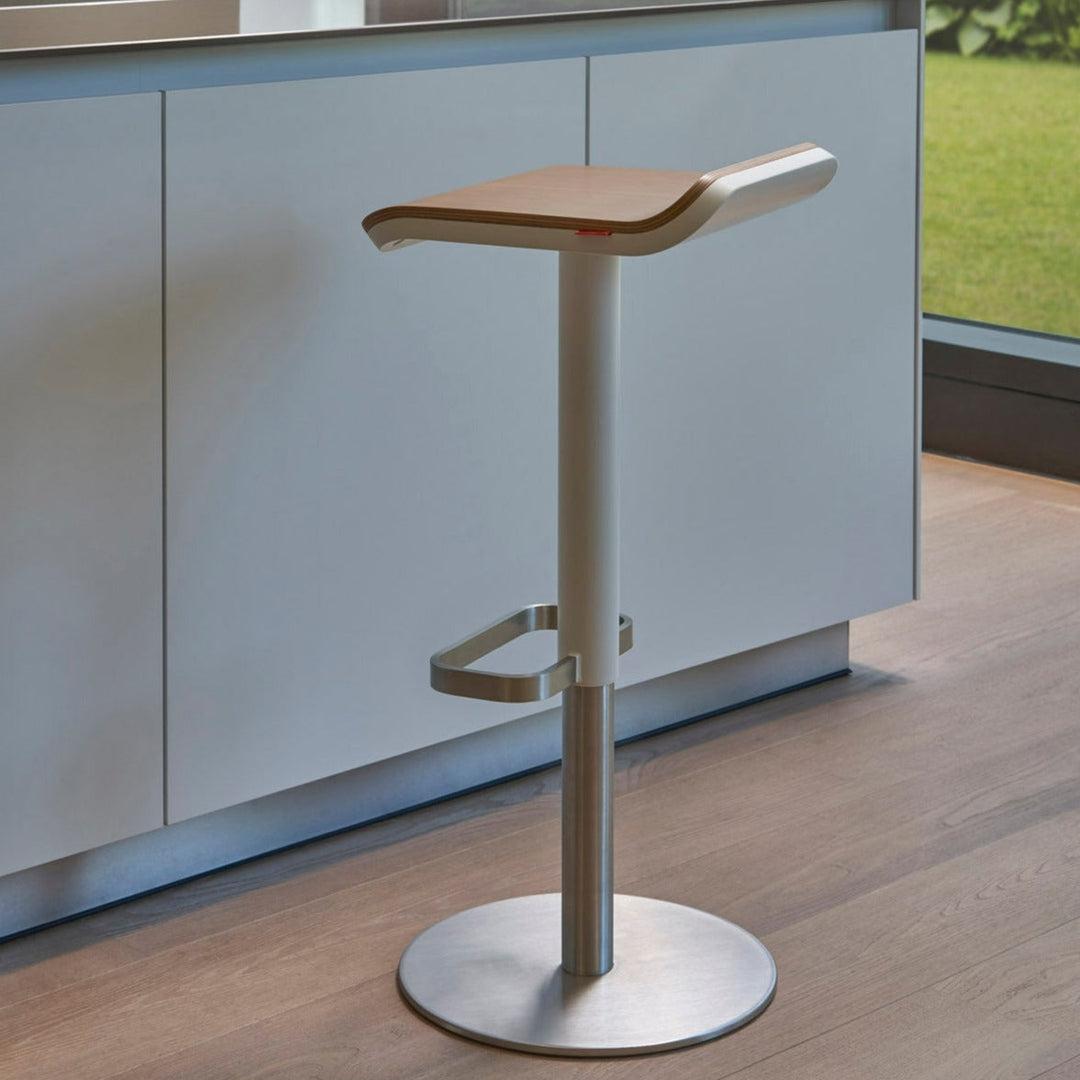 Adjustable ED Bar Stool - White & Oak - Moree
