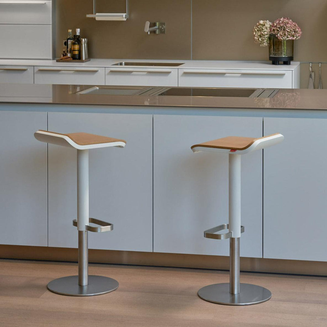 Adjustable ED Bar Stool - White & Oak - Moree