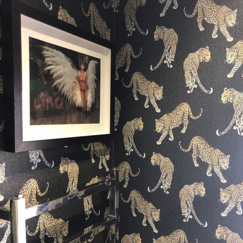 All Over Leopard Wallpaper - Charcoal - Graduate Collection