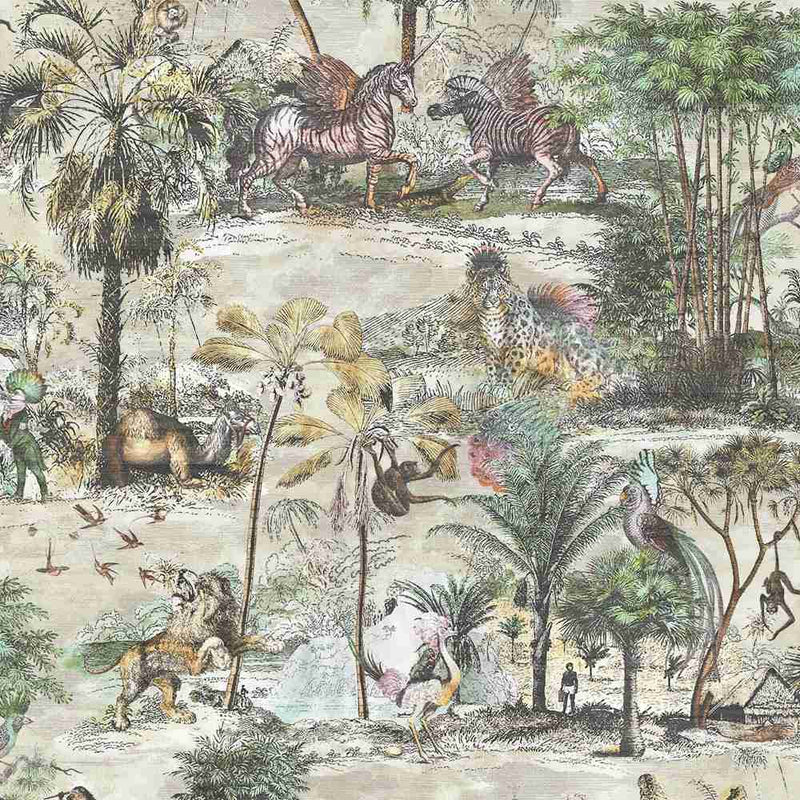 Animal Islands Wallpaper - Bamboo Green - Brand Mckenzie