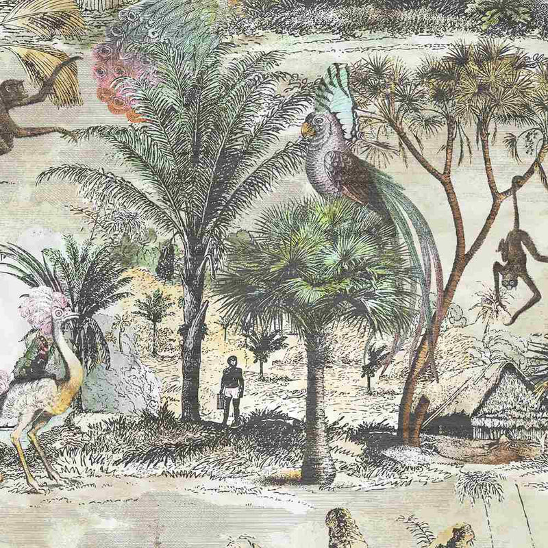 Animal Islands Wallpaper - Bamboo Green - Brand Mckenzie