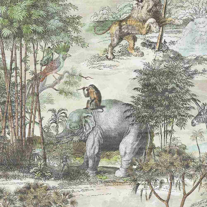 Animal Islands Wallpaper - Bamboo Green - Brand Mckenzie