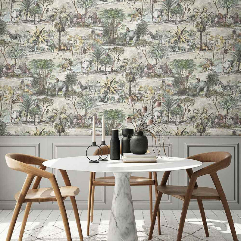 Animal Islands Wallpaper - Bamboo Green - Brand Mckenzie