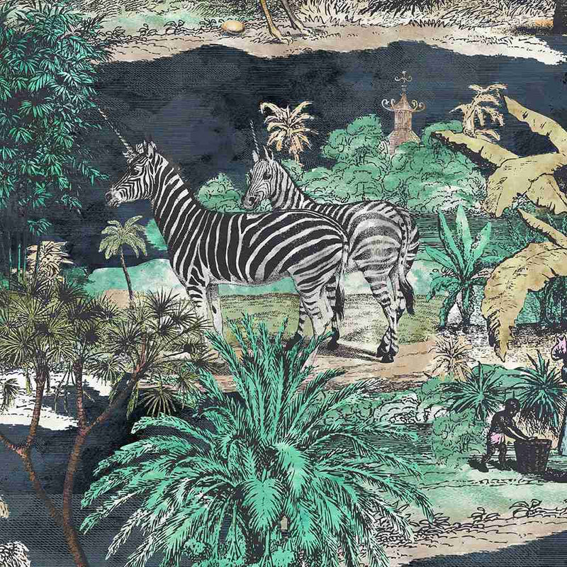 Animal Islands Wallpaper - Midnight Blue - Brand Mckenzie