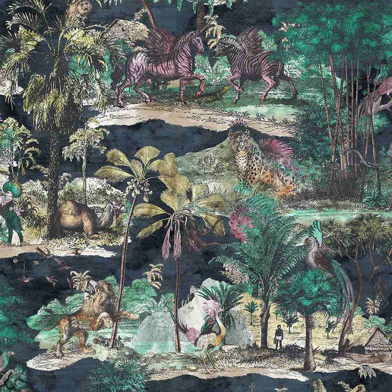 Animal Islands Wallpaper - Midnight Blue - Brand Mckenzie
