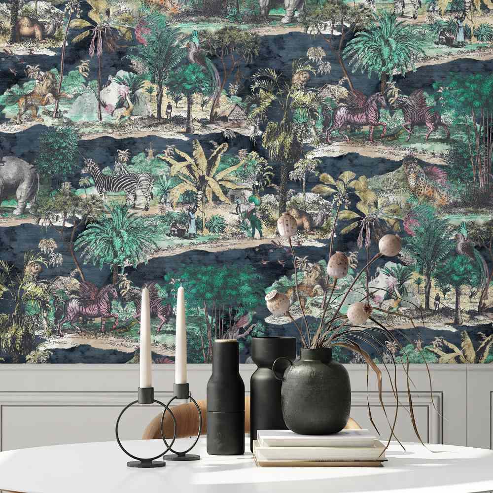 Animal Islands Wallpaper - Midnight Blue - Brand Mckenzie