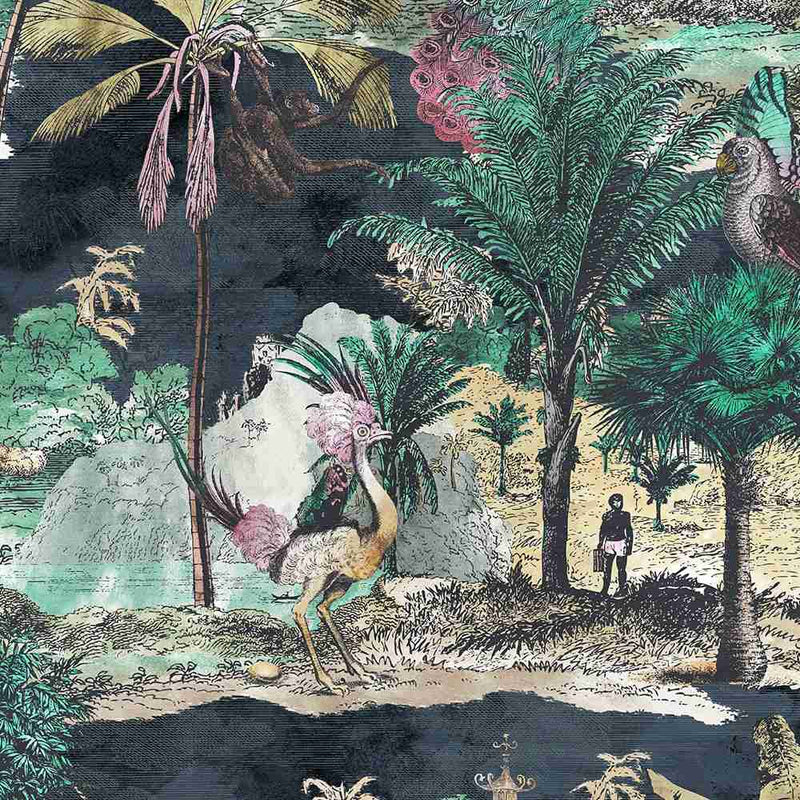Animal Islands Wallpaper - Midnight Blue - Brand Mckenzie
