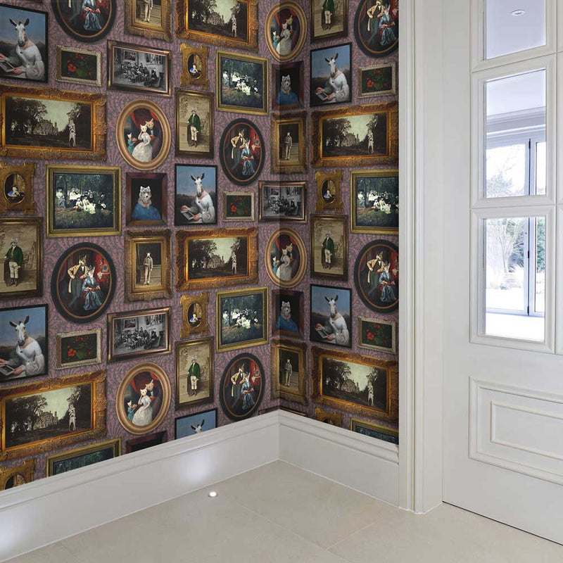 At The Art Gallery Wallpaper - Burgundy - Graduate Collection