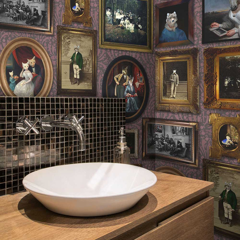 At The Art Gallery Wallpaper - Burgundy - Graduate Collection