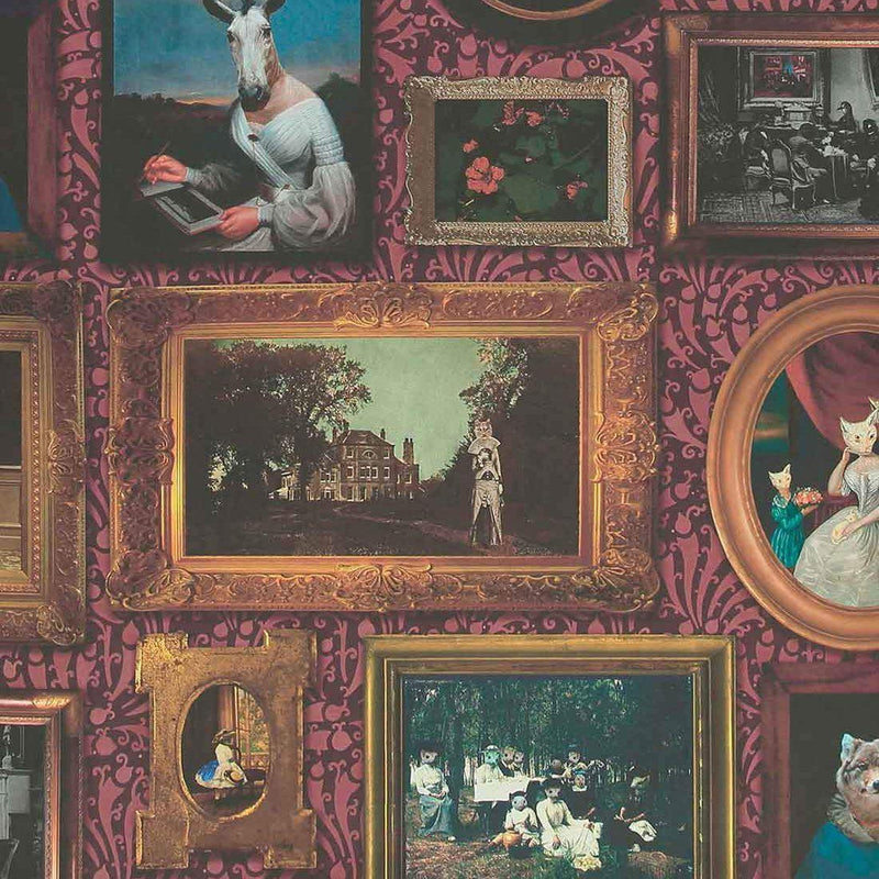 At The Art Gallery Wallpaper - Burgundy - Graduate Collection