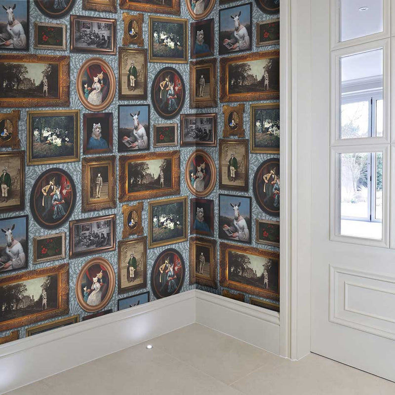 At The Art Gallery Wallpaper - Teal - Graduate Collection