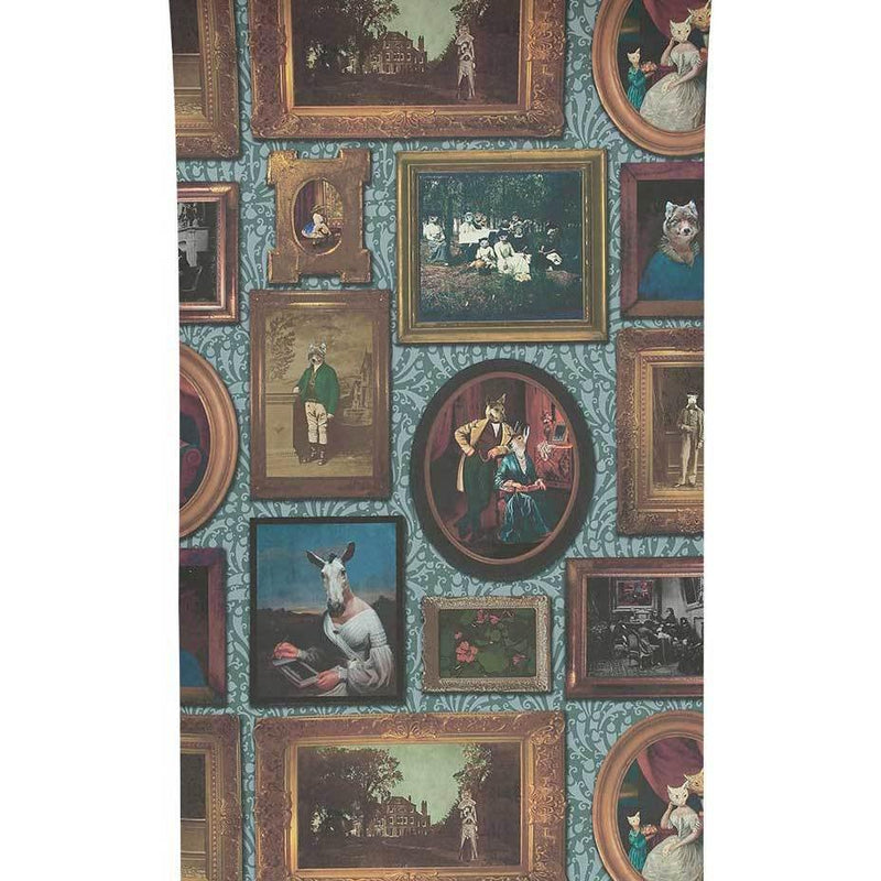 At The Art Gallery Wallpaper - Teal - Graduate Collection