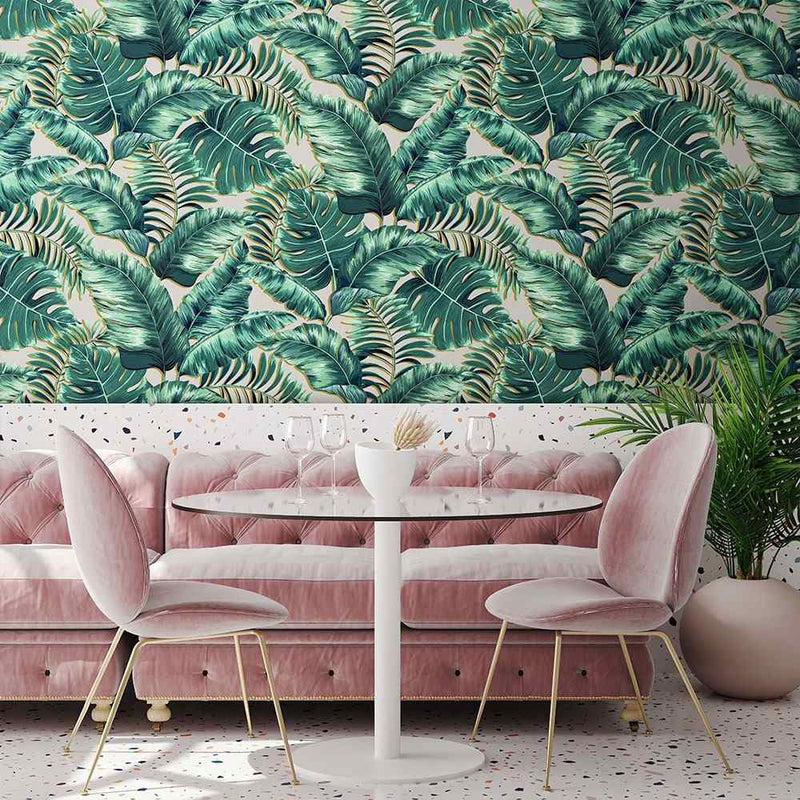 Banana Leaves Max Wallpaper - Blush Pink - Brand Mckenzie