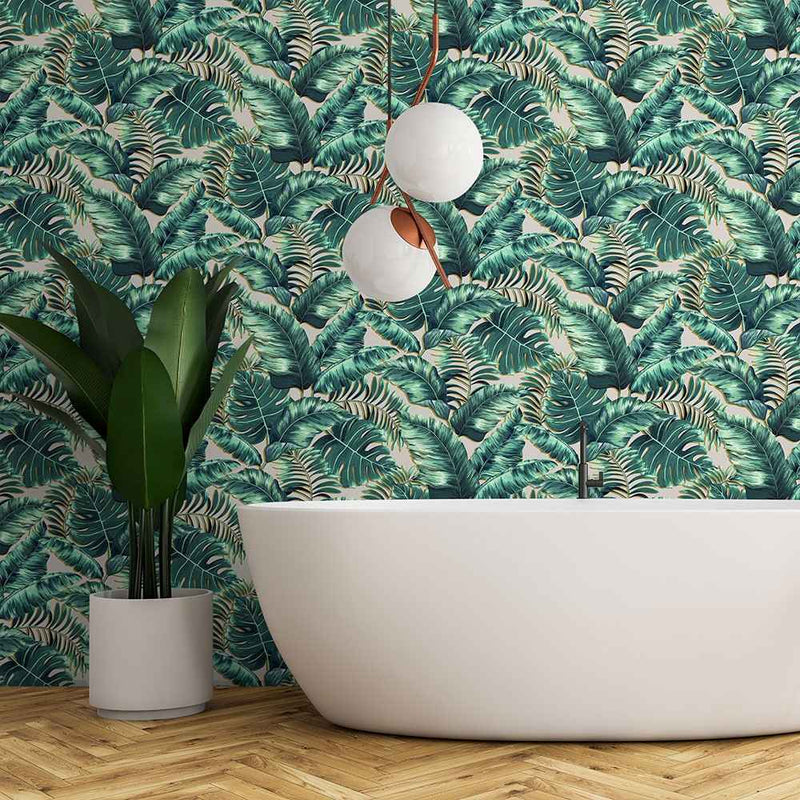 Banana Leaves Wallpaper - Blush Pink - Brand Mckenzie