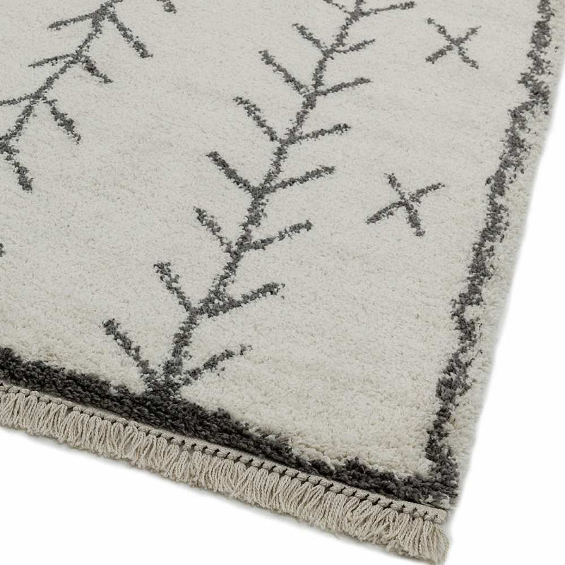 Berber Style Shaggy Rug - Cream Arrow