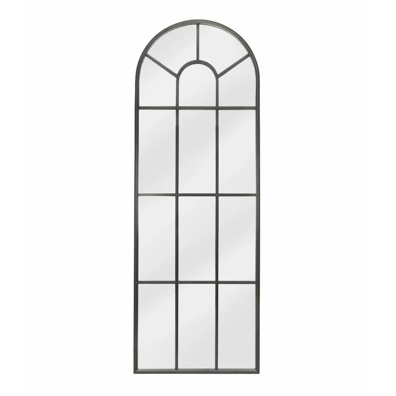 Black Arched Window Pane Outdoor Mirror