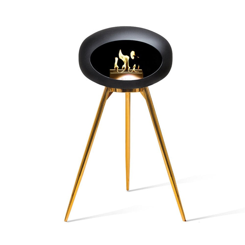 Black Ground High Bioethanol Tripod Fireplace - Rose Gold - Le Feu