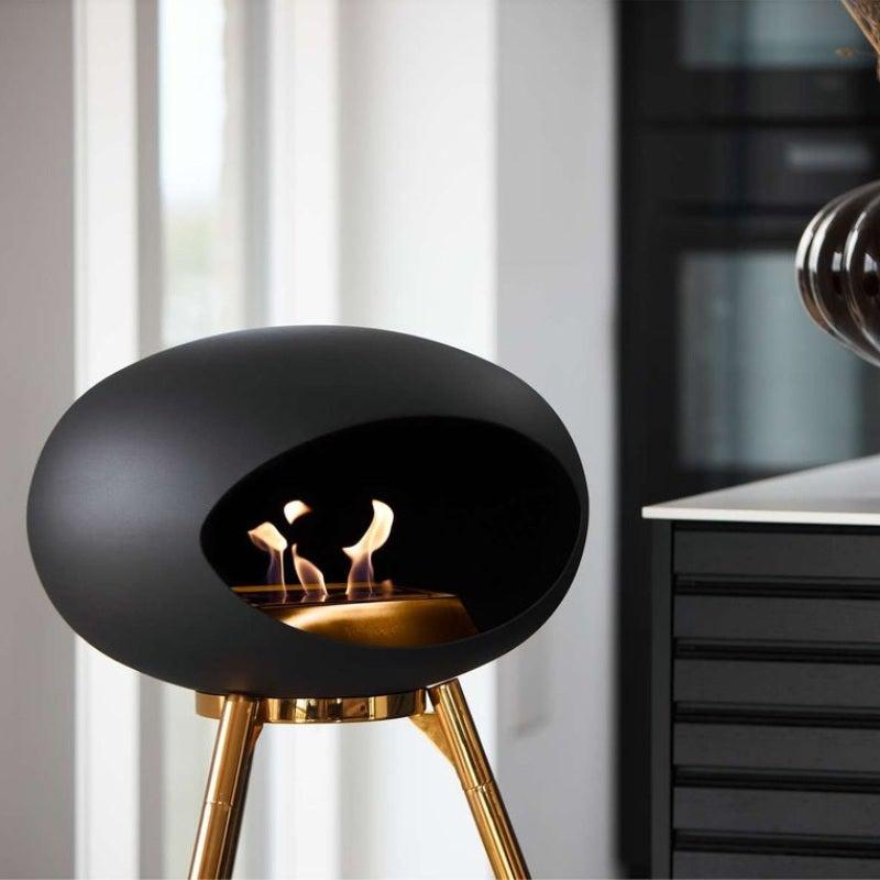 Black Ground High Bioethanol Tripod Fireplace - Rose Gold - Le Feu