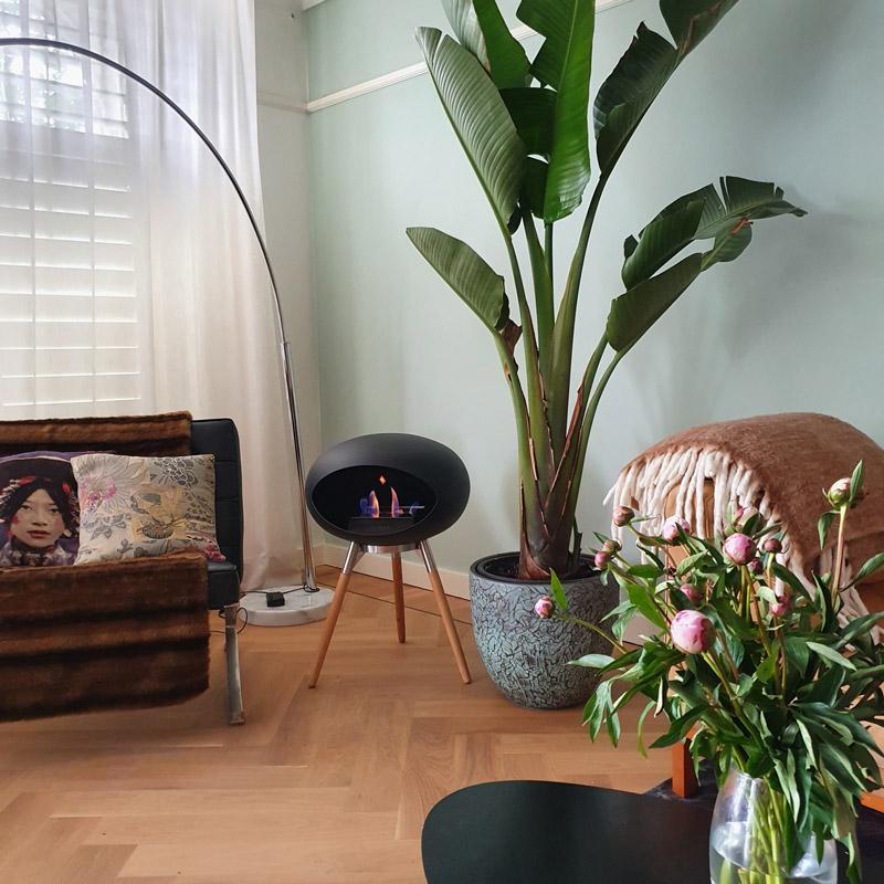 Black Ground Low Bioethanol Tripod Fireplace - Le Feu