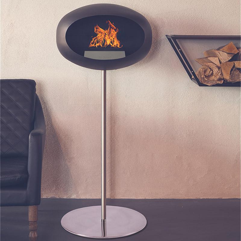 Black Ground Steel High Bioethanol Fireplace - Le Feu