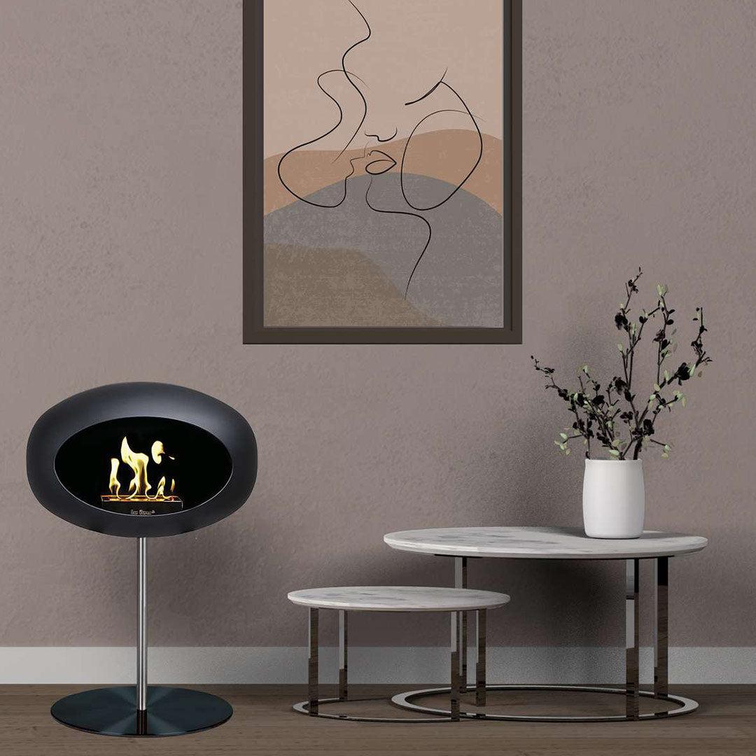 Black Ground Steel Low Bioethanol Fireplace - Le Feu