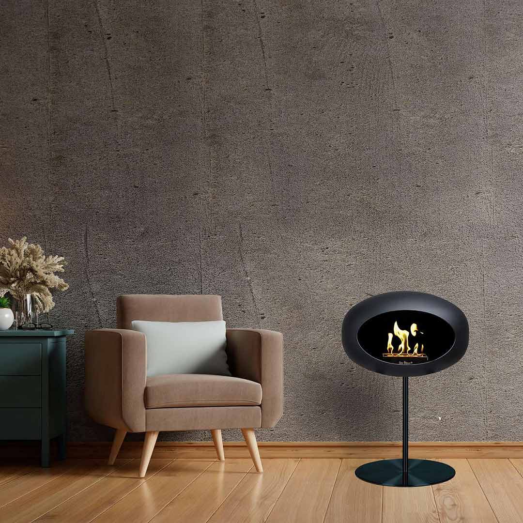 Black Ground Steel Low Bioethanol Fireplace - Le Feu