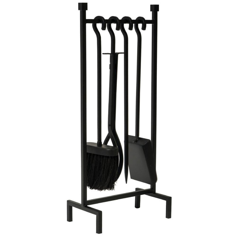 Black Iron Hanging Rack Fire Tools Set