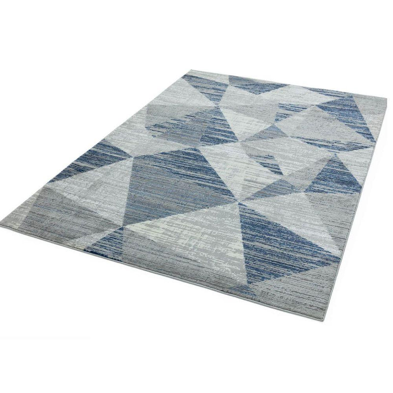 Block Angles Print Rug - Blue
