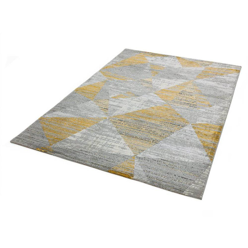 Block Angles Print Rug - Yellow