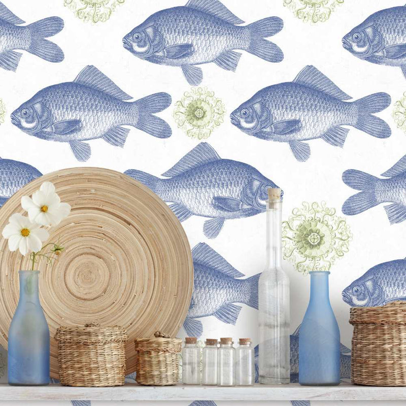 Blue Fish Wallpaper - Set of 3 Rolls - MINDTHEGAP