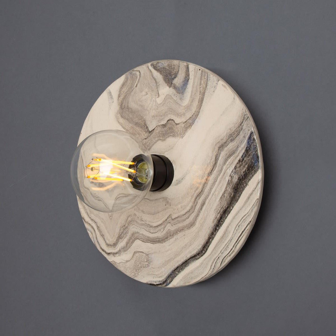 Bog Oak Marbled Disc Wall Light